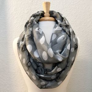 NWT, Polka Dot & Flower Print Sheer Infinity Scarf